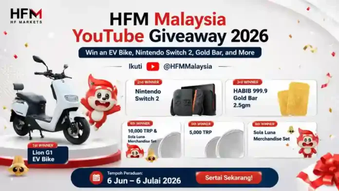 HFM Malaysia YouTube Giveaway 2026 - Win an EV Bike, Nintendo Switch 2, Gold Bar, and More