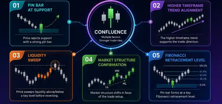 How Professional Traders Use Confluence with Pin Bars