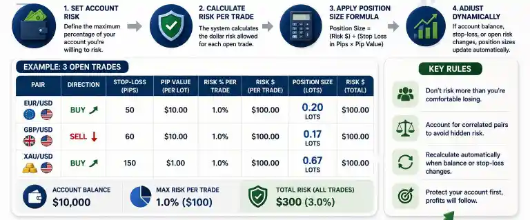 Automatic Position Sizing Across Multiple Open Trades